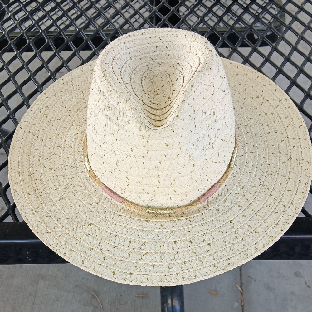 World Market Cream Woven Hat